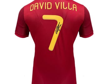 ダビド・ビジャ直筆サイン入りスペイン代表2020サッカーシャツ