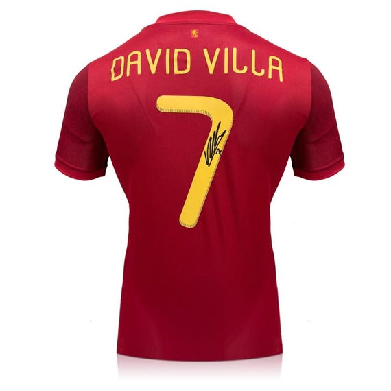 ダビド・ビジャ直筆サイン入りスペイン代表2020サッカーシャツ