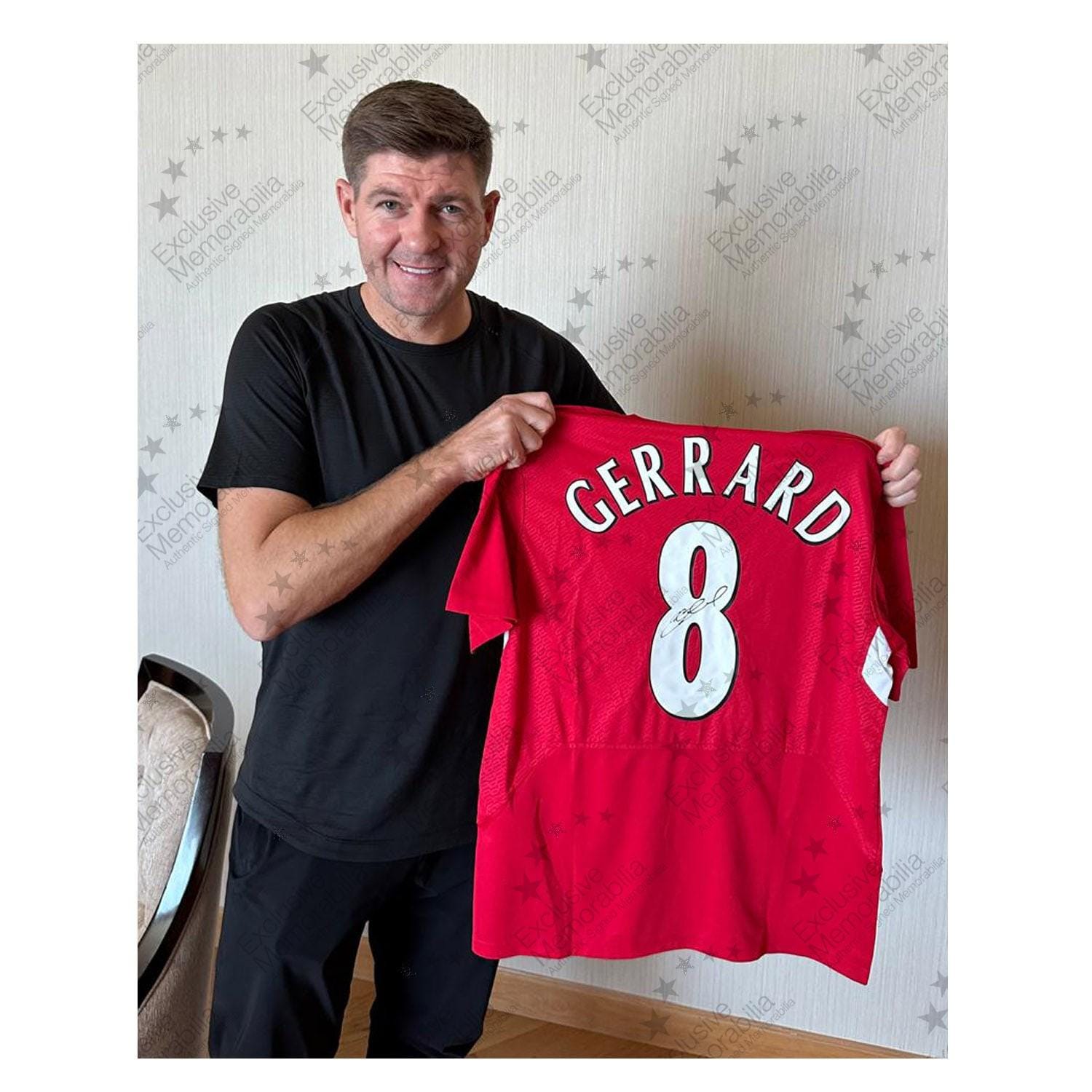 Maillot Liverpool Steven Gerrard Signé 2005 - Cadré - Certification Privée