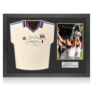 Trevor Brooking Front Signed 1980 West Ham FA Cup Final Football Shirt. Icon Frame