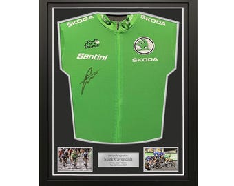 Mark Cavendish Signed Tour De France Green Jersey. Standard Frame