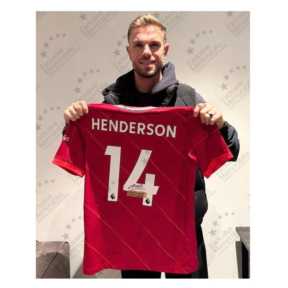 ジョーダン・ヘンダーソン直筆サイン入りリバプール 2021-22 サッカー