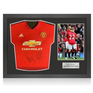 Ryan Giggs & Paul Scholes Signed Manchester United Football Shirt. Icon Frame
