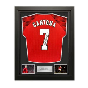 Eric Cantona Signed Manchester United 1996-1998 Home Football Shirt. Standard Frame