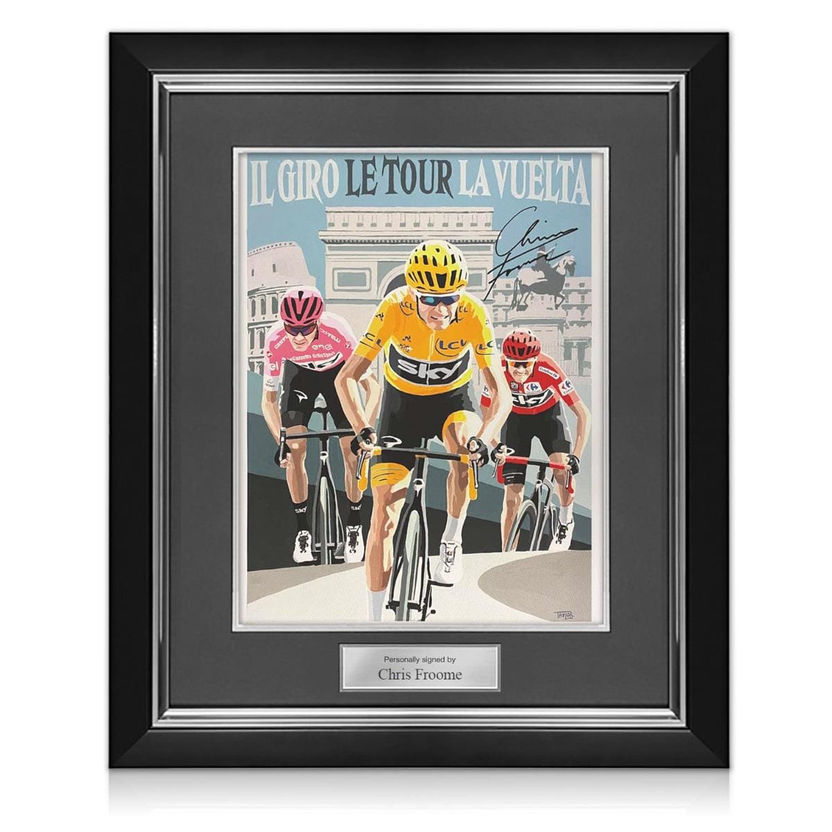 Chris Froome Signed Cycling Fine Art Print: Grand Tour Triple