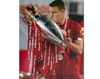 James Milner Signed Liverpool Football Photo: Premier League Trophy