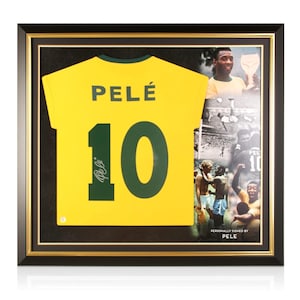 Pele Signed Brazil Shirt. Premium Frame