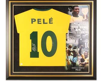 Pele Signed Brazil Shirt. Premium Frame