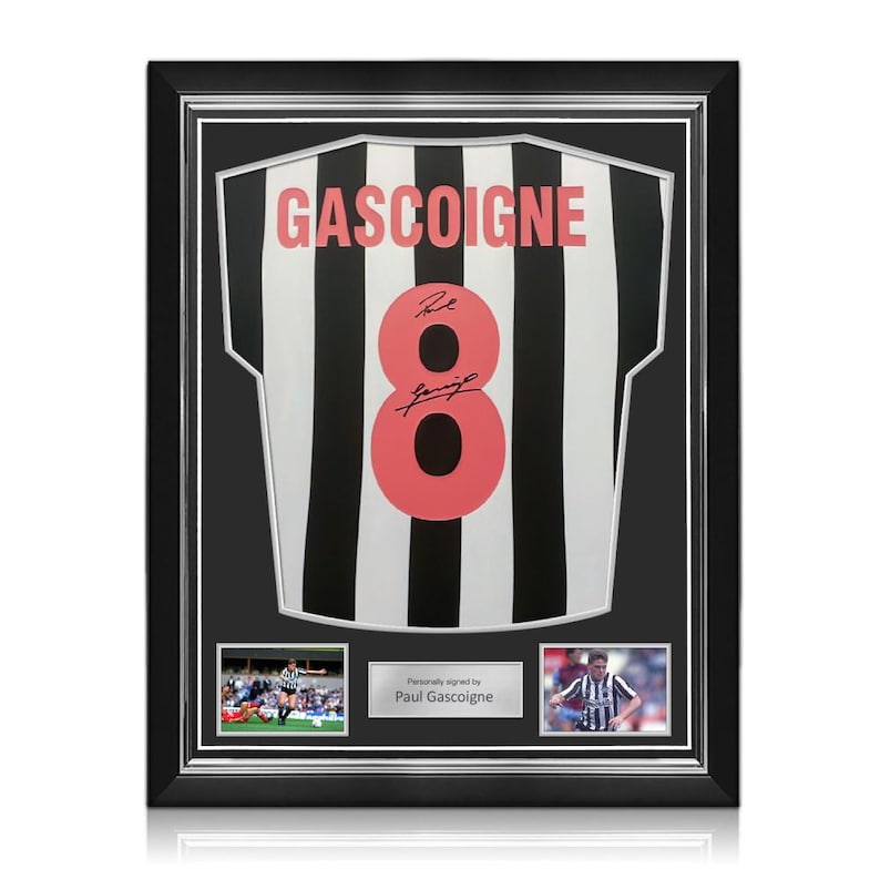 Paul Gascoigne Signed Newcastle United 1984 Home Football Shirt. Superior Frame image 1