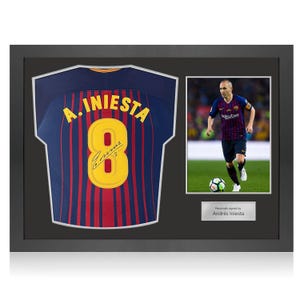 Andres Iniesta Signed Barcelona 2017-18 Authentic Football Shirt. Icon Frame