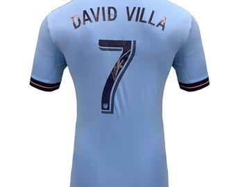Camiseta de fútbol original del New York City FC 2017-18 firmada por David Villa