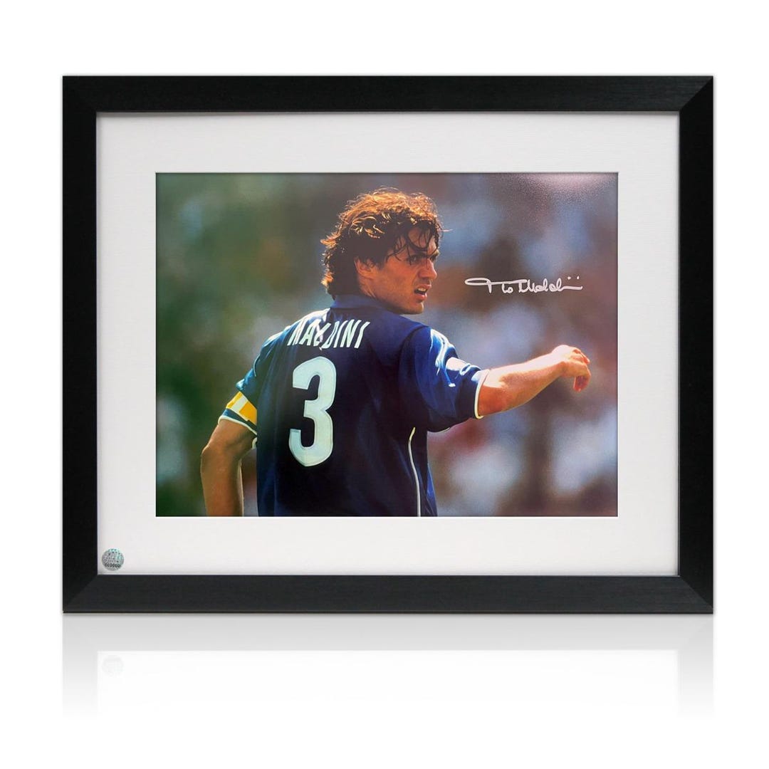 パオロ・マルディーニ直筆サイン入りイタリア代表サッカー写真：1998年