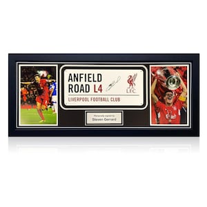 Steven Gerrard Signed Liverpool Street Sign. Framed