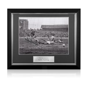 Bobby Tambling Signed Chelsea Football Photo: Goal vs West Brom. Deluxe Frame