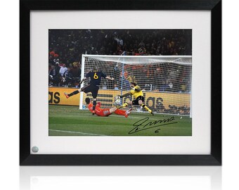 Andres Iniesta Signed Spain Football Photo: World Cup Winner. Framed