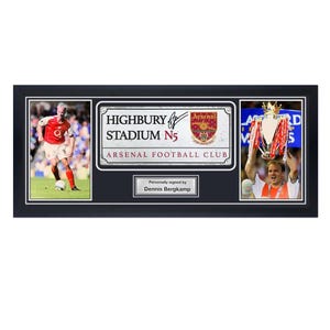 Dennis Bergkamp Signed Arsenal Highbury Street Sign. Framed