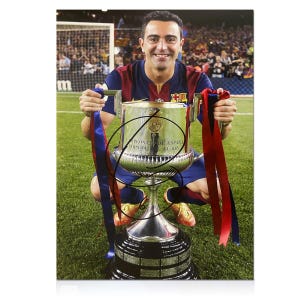 Xavi Signed Barcelona Football Photo: Copa Del Rey
