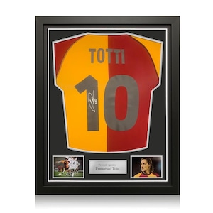 Francesco Totti Signed AS Roma 2001-02 Football Shirt. Standard Frame