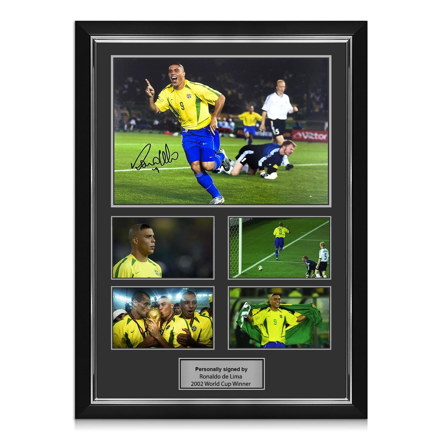 ロナウド・デ・リマ直筆サイン入りブラジルサッカー写真：ワールド