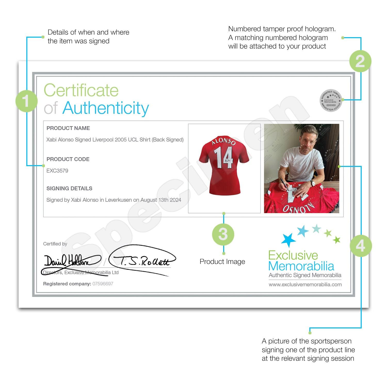 Maillot Liverpool Signé Xabi Alonso 2005 - Cadre Icône, Certification Privée