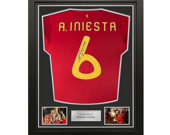 Andres Iniesta Signed Spain 2020 Football Shirt. Standard Frame