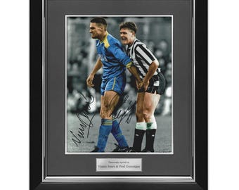 Paul Gascoigne And Vinnie Jones Signed Photo. Deluxe Framed