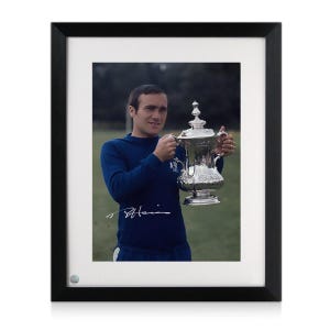Ron Harris Signed Chelsea Football Photo: Trophy. Standard Frame