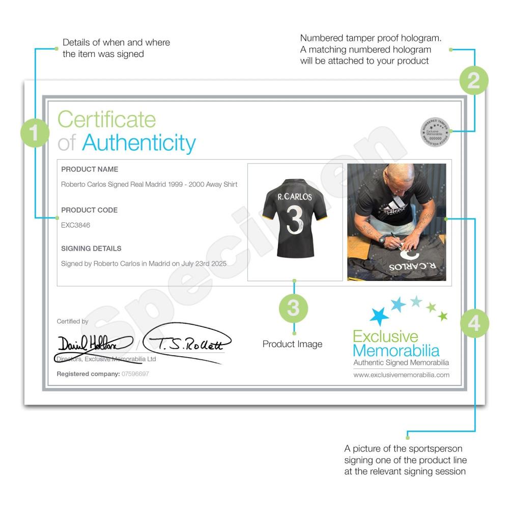 Maillot Real Madrid 23/24 Signé Roberto Carlos - Avec Certificat D'authenticité