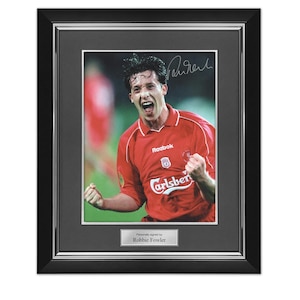 Robbie Fowler Signed Liverpool Football Photo: Cup Final Goal. Deluxe Frame