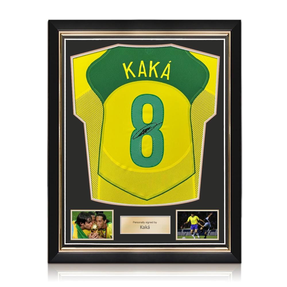 カカ直筆サイン入りブラジル代表2004-06ホームユニフォーム。上質な