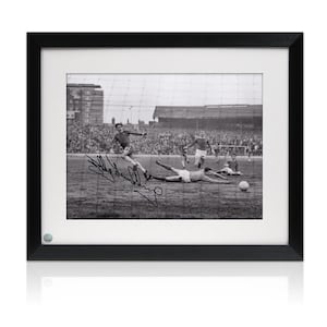 Bobby Tambling Signed Chelsea Football Photo: Goal vs West Brom. Framed