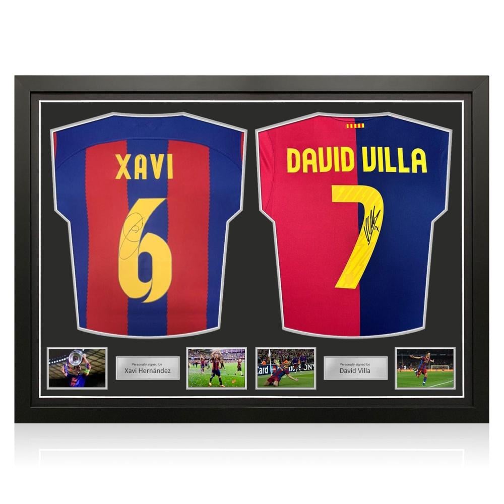 Xavi Hernandez & David Villa Signed Barcelona Football Shirts