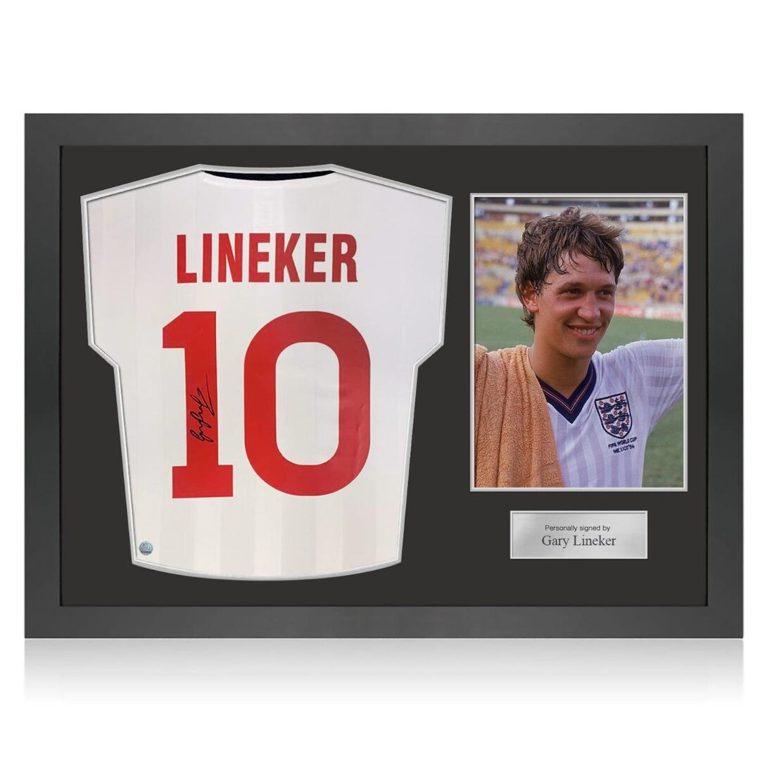 Gary Lineker Signed England 1986 Football Icon Frame