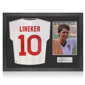Gary Lineker Signed England 1986 Football Shirt. Icon Frame