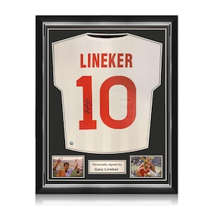 Gary Lineker Signed England 1986 Football Shirt. Superior Frame