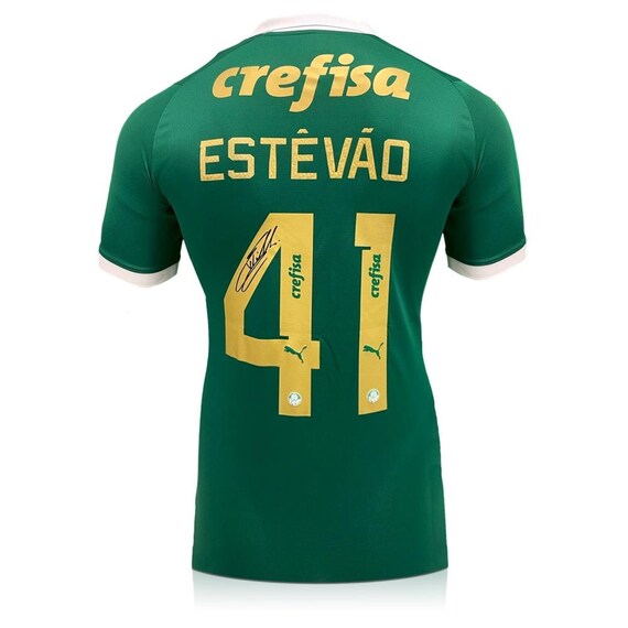 Estêvão Willian Signed Palmeiras 2024-25 Home Football Shirt