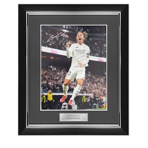 Luka Modric Signed Real Madrid Football Photo: Goal Celebration. Deluxe Frame