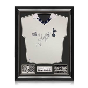 Maglia da calcio del Tottenham Hotspur del 1978 firmata da Glenn Hoddle. Cornice di qualità superiore