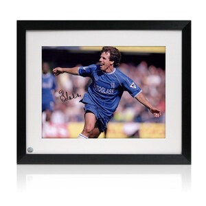 Gianfranco Zola Signed Football Photo: West Ham Goal. Framed