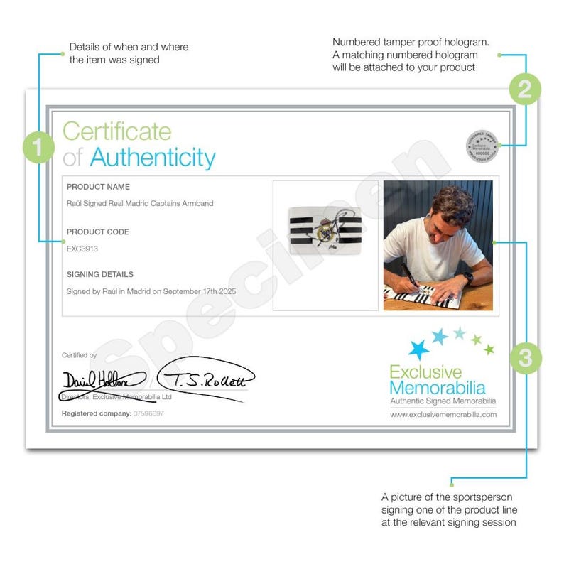 Raul Signed Real Madrid Captain's Armband image 3