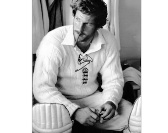 Ian Botham Signed England Cricket Photo: Cigar