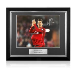 Roberto Firmino Signed Liverpool Football Photo: Hat-Trick. Deluxe Frame