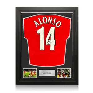 Xabi Alonso Back Signed Liverpool 2005 Football Shirt. Standard Frame
