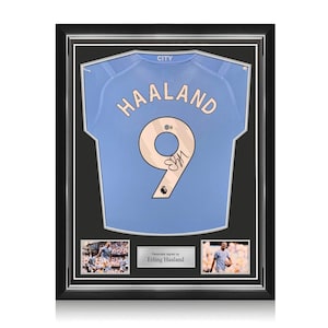 Erling Haaland Signed Manchester City 2023-24 Football Shirt. Superior Frame