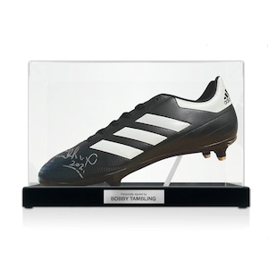 Bobby Tambling Signed Football Boot. Display Case With Plaque