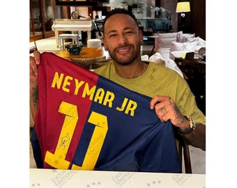 ネイマールJr. 直筆サイン入りバルセロナ 2024-25 サッカーシャツ