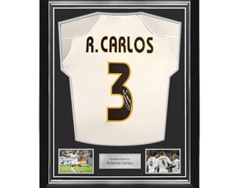 Roberto Carlos Signed Original Real Madrid 2004-05 Home Football Shirt. Superior Frame