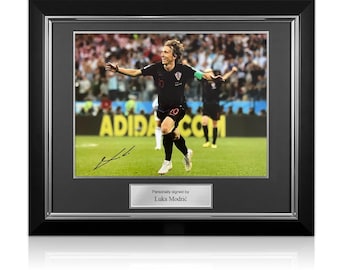 Luka Modric Signed Croatia Football Photo. Deluxe Frame