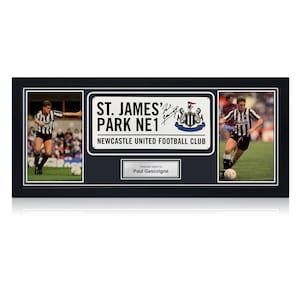 Paul Gascoigne Signed Newcastle United Street Sign. Framed