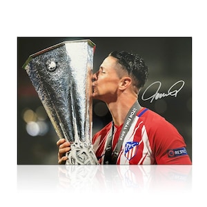 Fernando Torres Signed Atletico Madrid Football Photo: Europa Trophy